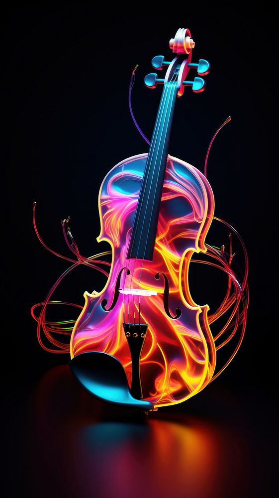 Violin cello illuminated performance. 