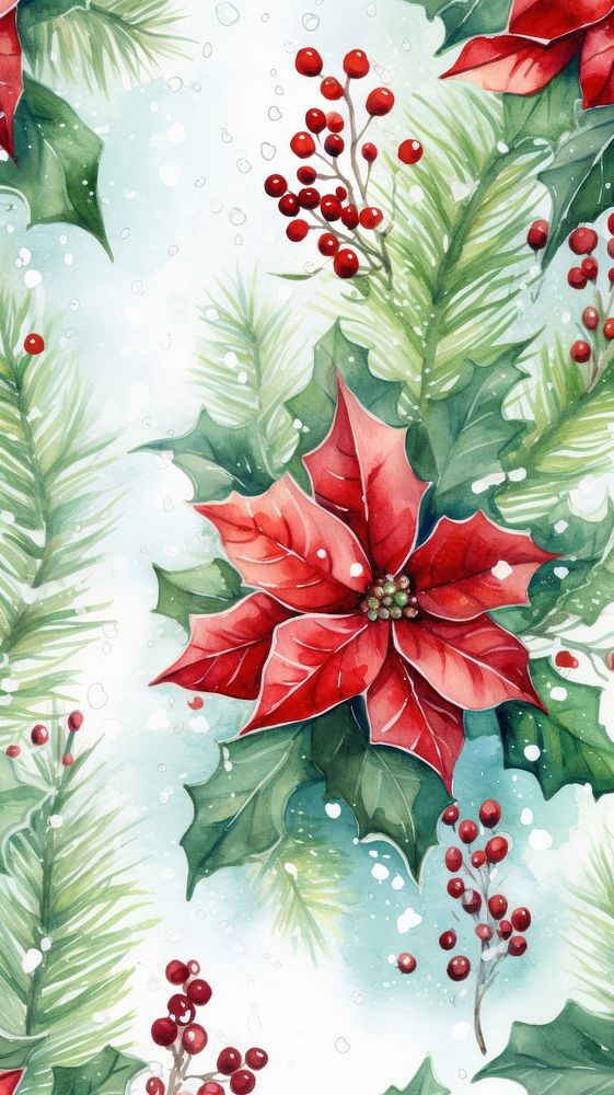 Christmas wallpaper christmas pattern plant. AI generated Image by rawpixel.