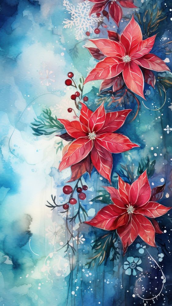 Christmas wallpaper christmas painting pattern. AI generated Image by rawpixel.