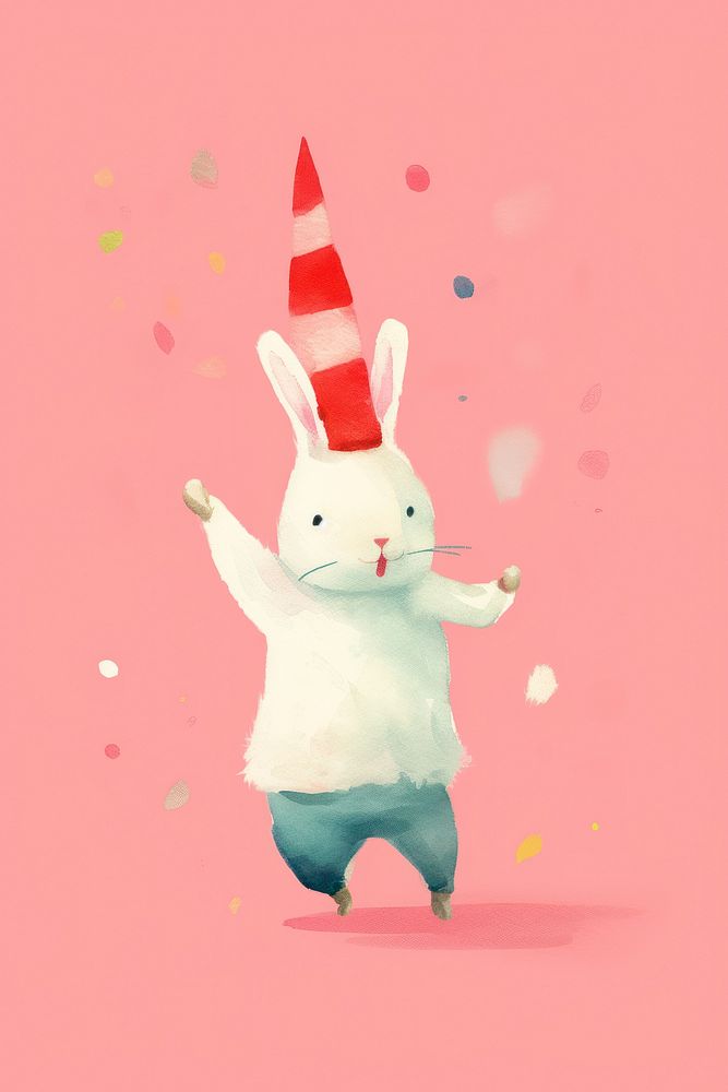 Rabbit dancing celebration cute toy. AI generated Image by rawpixel.