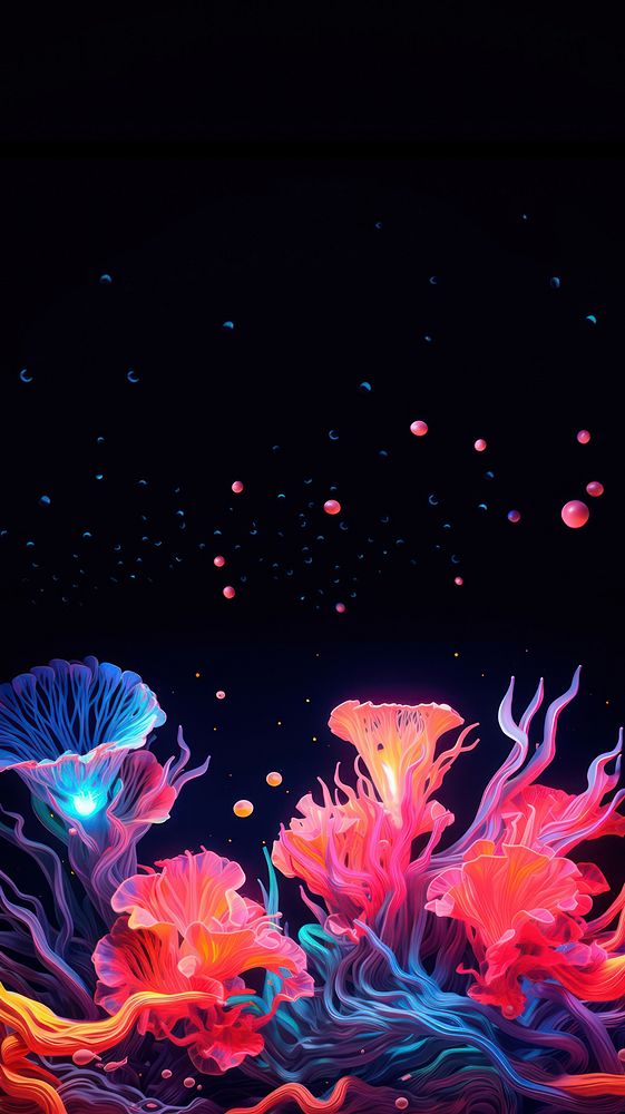 Coral jellyfish invertebrate illuminated. AI generated Image by rawpixel.
