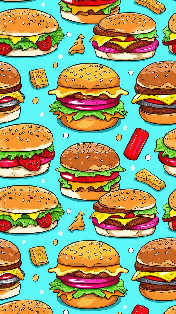 Burger pattern food meal. AI generated Image by rawpixel.