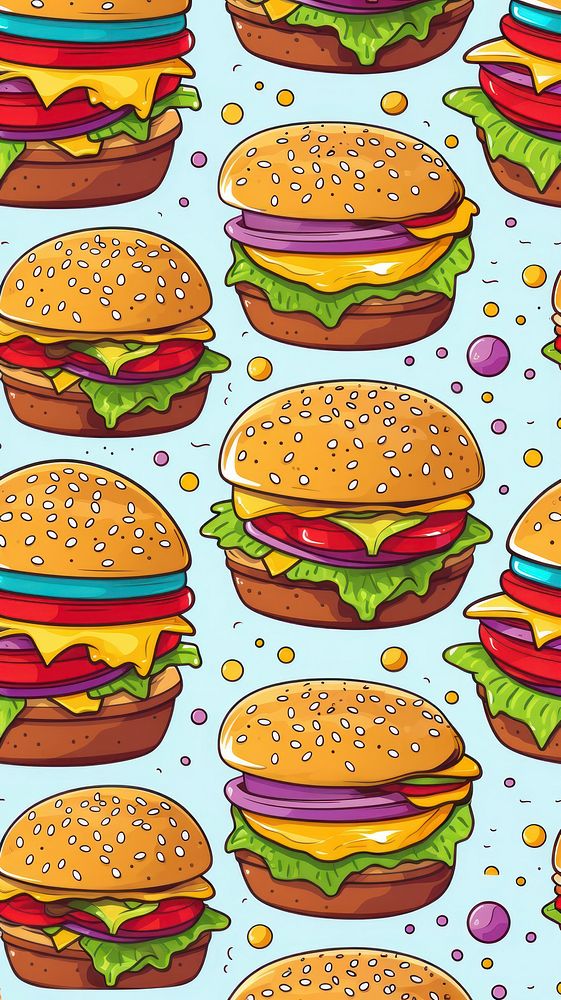 Burger pattern food backgrounds. AI generated Image by rawpixel.