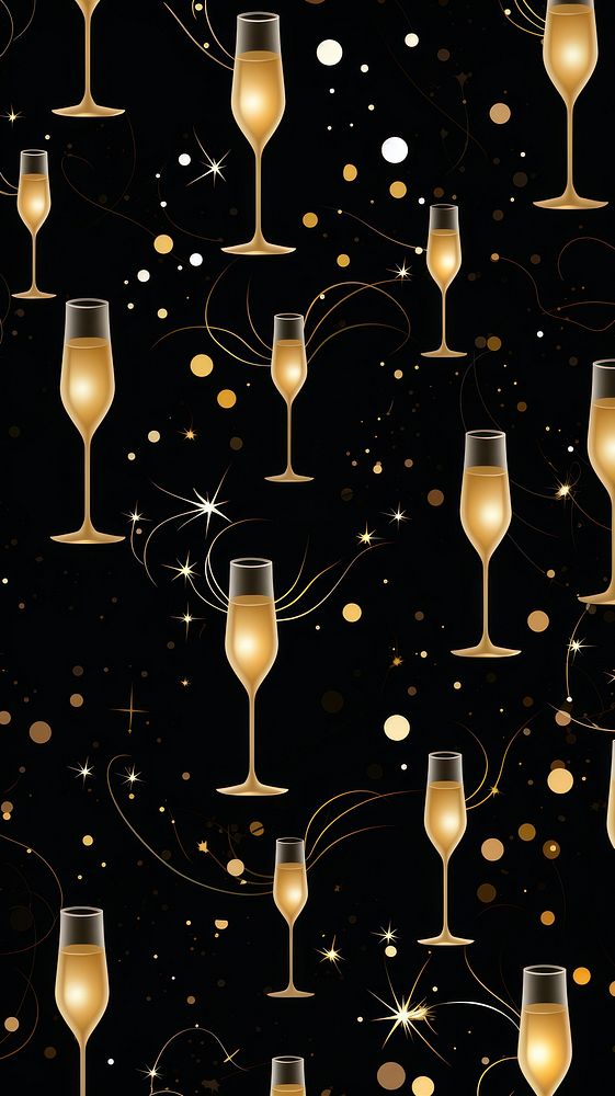 New year wallpaper glass champagne pattern. AI generated Image by rawpixel.