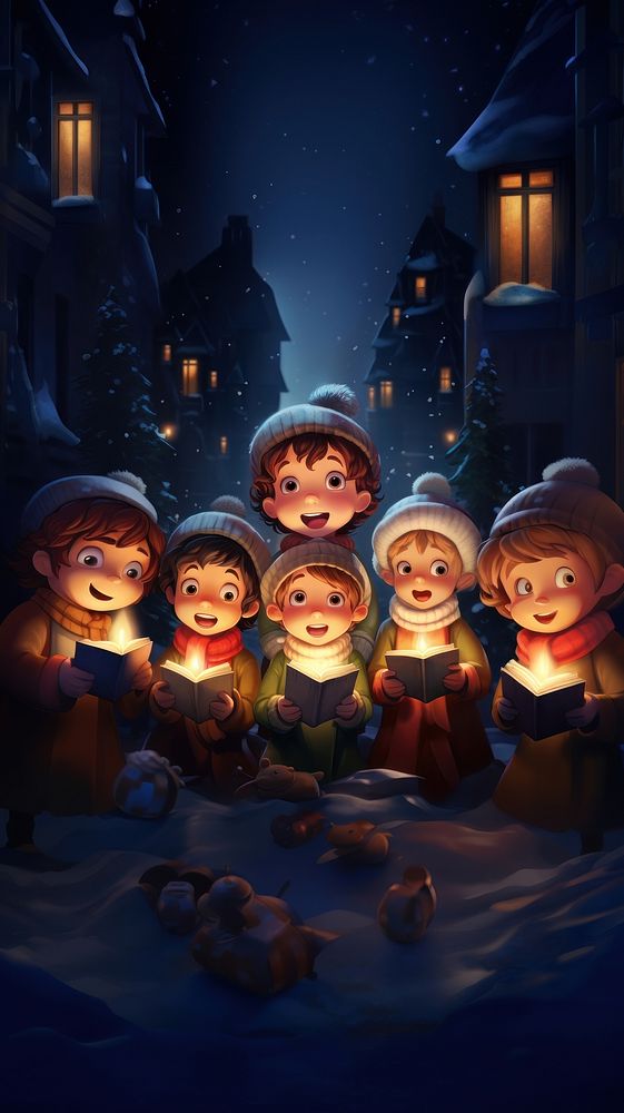 Christmas wallpaper cartoon anthropomorphic representation. AI generated Image by rawpixel.