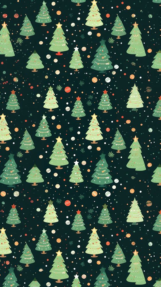Christmas wallpaper pattern christmas tree. AI generated Image by rawpixel.