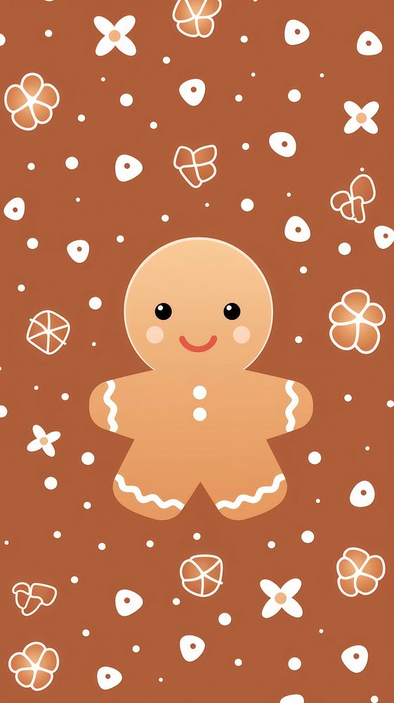 Christmas wallpaper gingerbread pattern cookie. AI generated Image by rawpixel.
