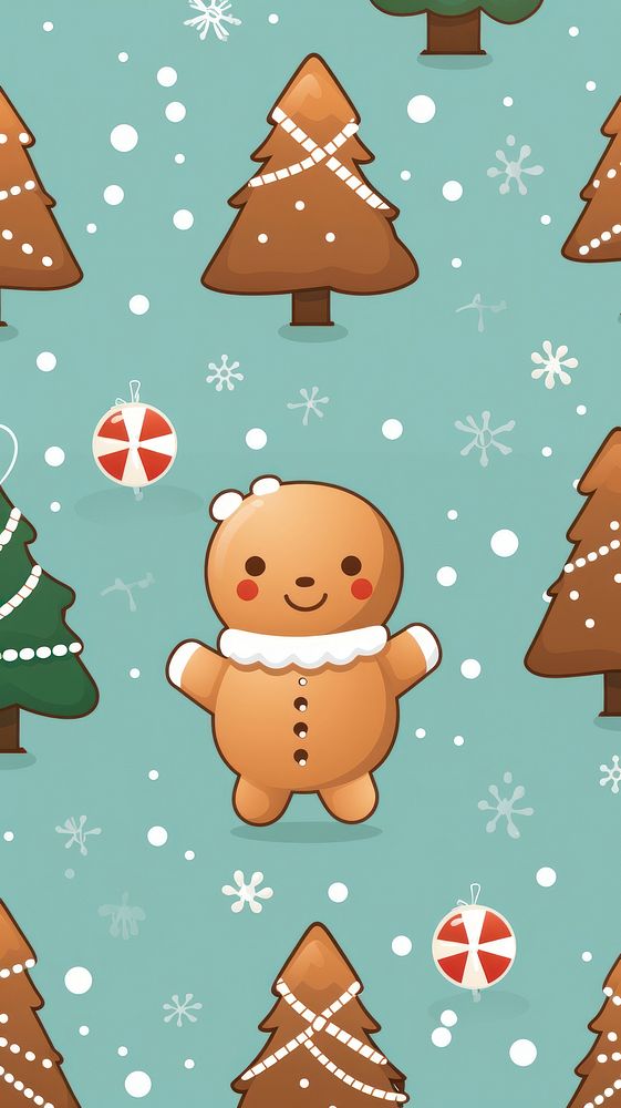 Christmas wallpaper christmas gingerbread snowman. AI generated Image by rawpixel.