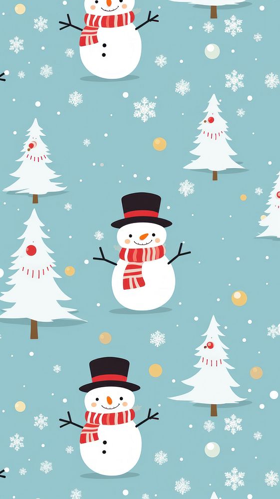 Christmas wallpaper snowman christmas pattern. AI generated Image by rawpixel.