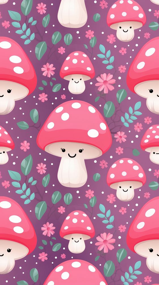 Mushroom pattern wallpaper nature. AI generated Image by rawpixel.