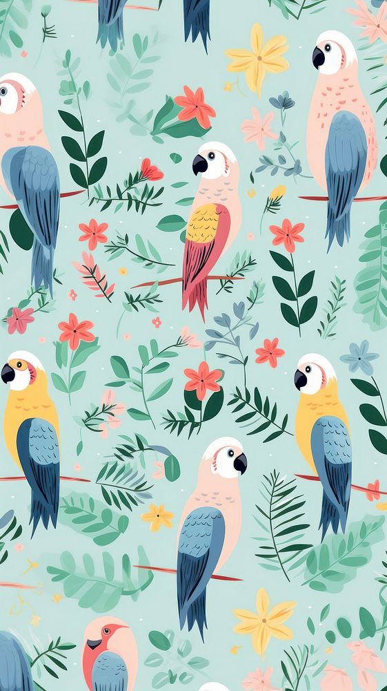 Parrot bird pattern animal art. AI generated Image by rawpixel.