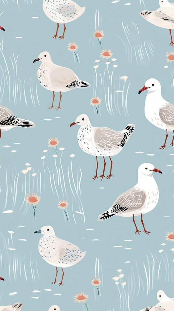 Seagull bird pattern animal flock. AI generated Image by rawpixel.