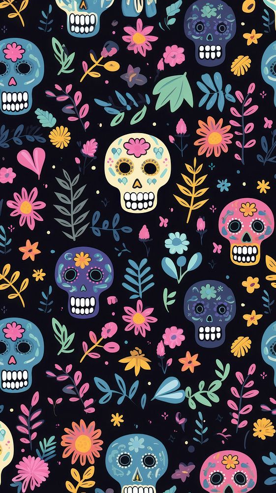Skeleton pattern art backgrounds. AI generated Image by rawpixel.