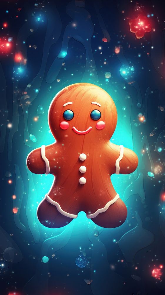 Christmas wallpaper gingerbread cookie christmas. AI generated Image by rawpixel.