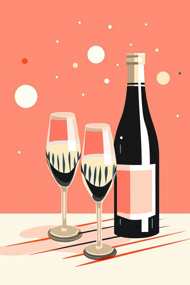 Bottle glass champagne drink. AI generated Image by rawpixel.