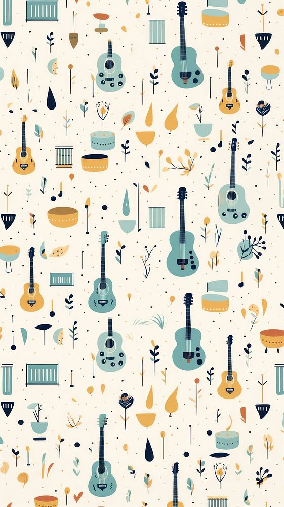 Music instrument pattern backgrounds guitar. AI generated Image by rawpixel.