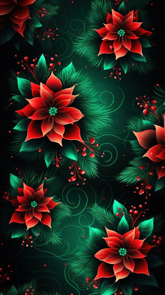 Christmas wallpaper pattern christmas flower. AI generated Image by rawpixel.