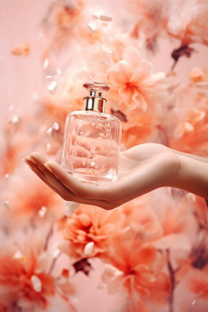 Hand holding perfume cosmetics flower plant. AI generated Image by rawpixel.