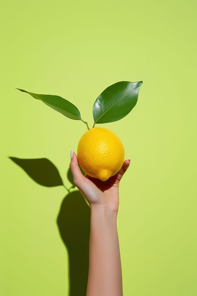 Hand holding a lemon fruit plant food. AI generated Image by rawpixel.