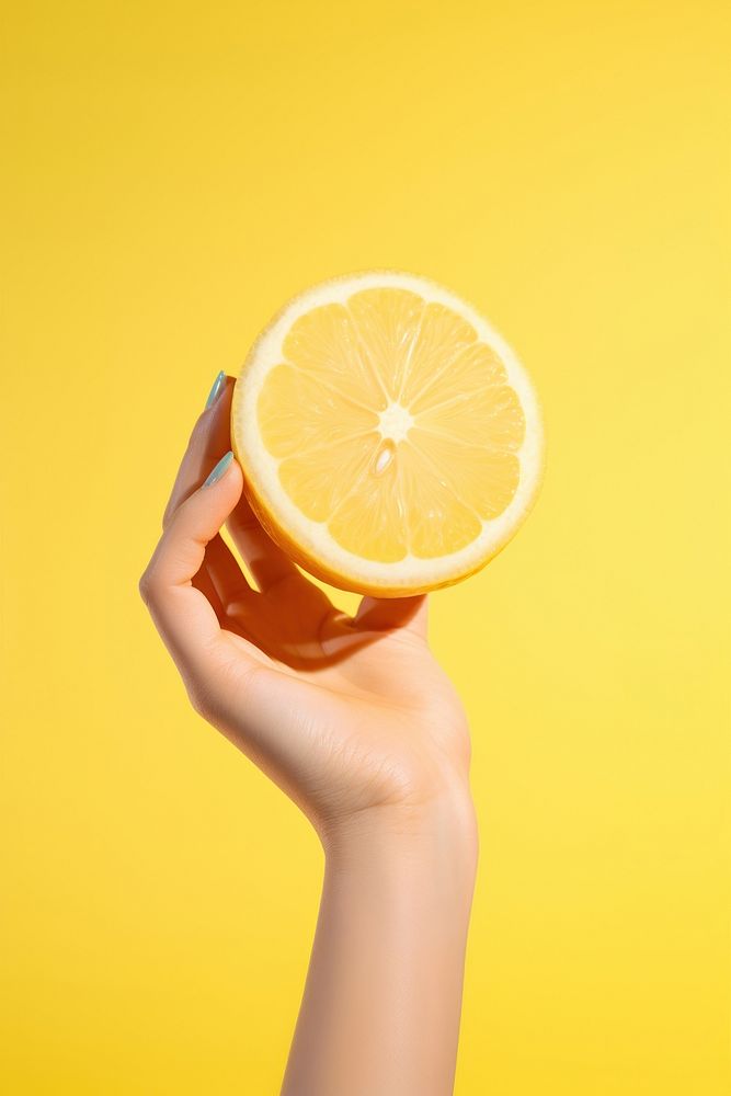 Hand holding a lemon fruit adult plant. AI generated Image by rawpixel.