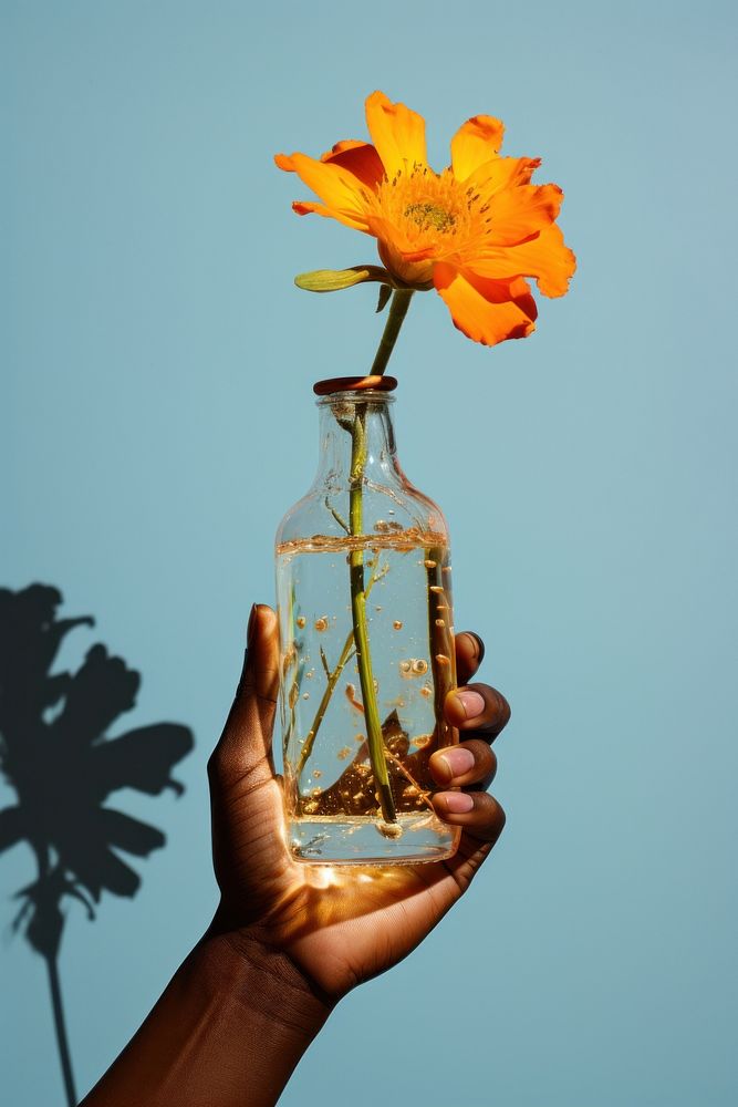 Flower holding bottle plant. AI generated Image by rawpixel.