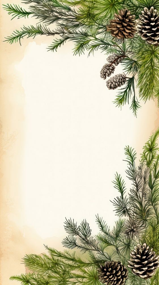 Pine tree branch pine plant paper. AI generated Image by rawpixel.