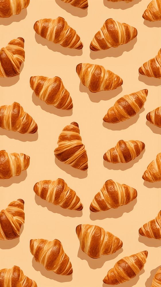 Croissant backgrounds dessert pattern. AI generated Image by rawpixel.