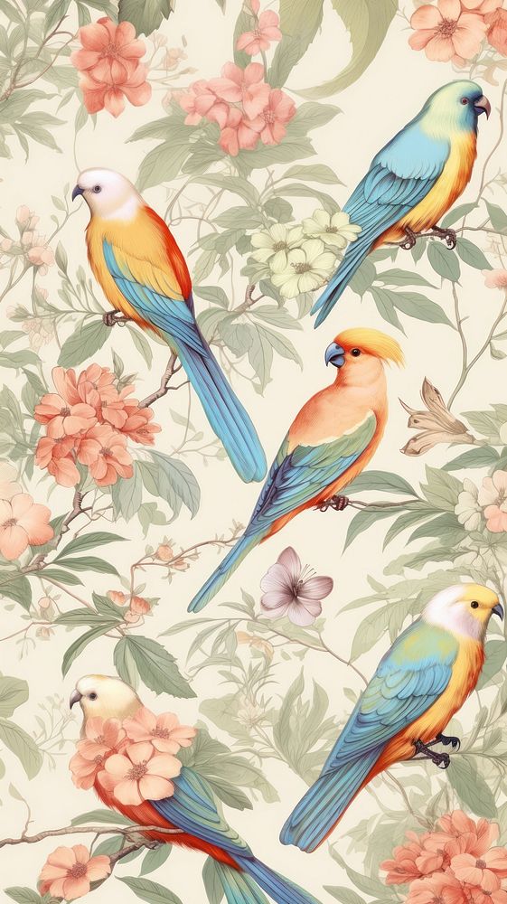 Birds pattern animal parrot. AI generated Image by rawpixel.