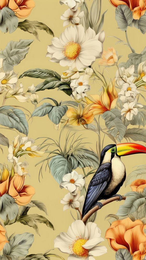 Backgrounds pattern flower animal. AI generated Image by rawpixel.