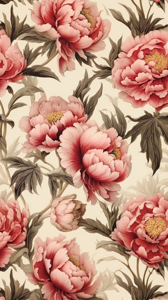 Peony flower pattern petal plant. AI generated Image by rawpixel.