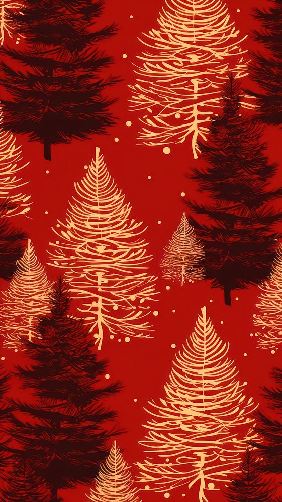 Christmas wallpaper christmas tree pattern. AI generated Image by rawpixel.