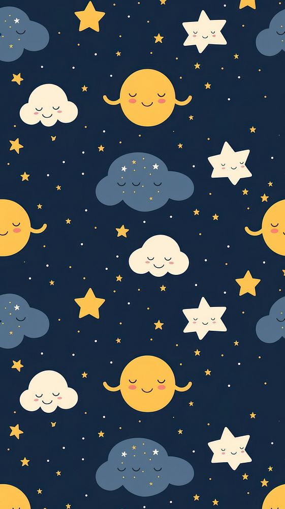 Smiling moon pattern backgrounds paper. AI generated Image by rawpixel.