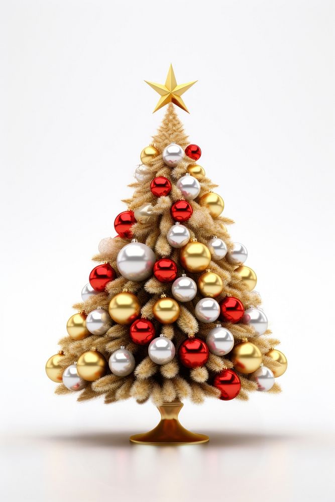 A fully decorated christmas tree celebration festival white background. AI generated Image by rawpixel.