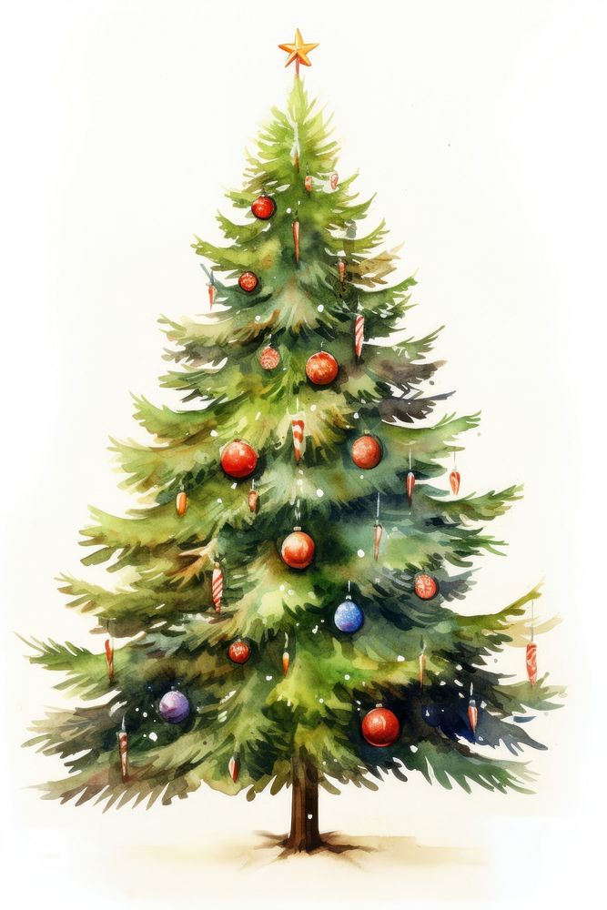 A fully decorated christmas tree celebration festival plant. AI generated Image by rawpixel.