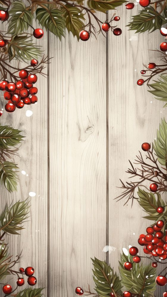 Wood background backgrounds christmas holly. AI generated Image by rawpixel.