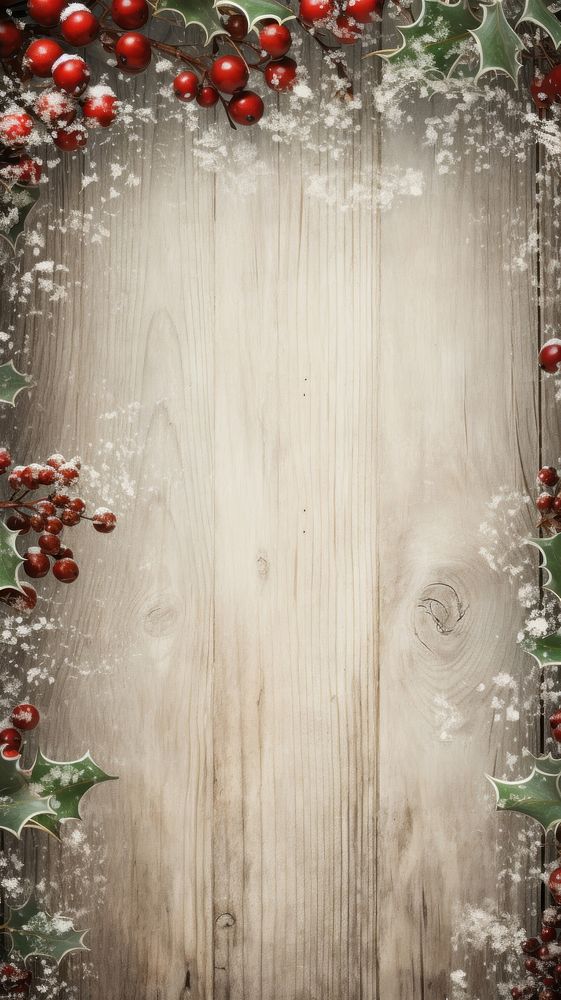 Wood background backgrounds holly celebration. AI generated Image by rawpixel.
