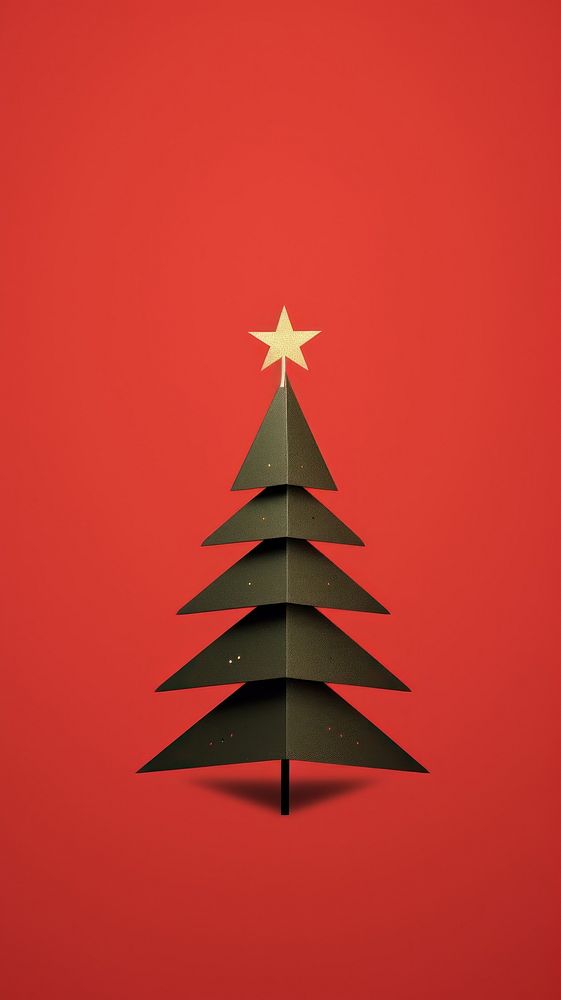Christmas tree symbol red red background. AI generated Image by rawpixel.