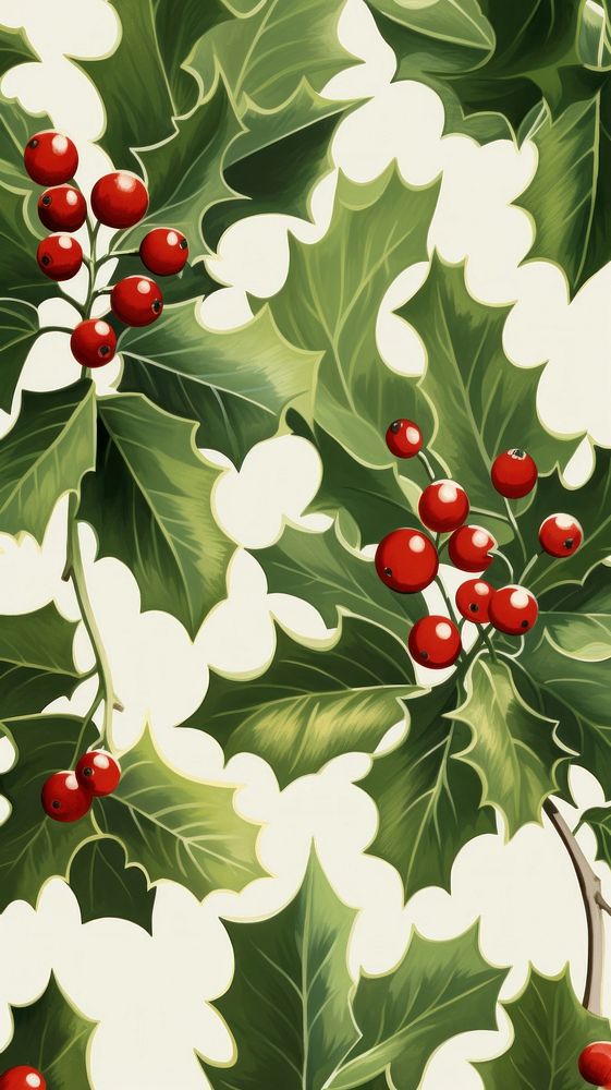 Holly christmas pattern cherry plant. 