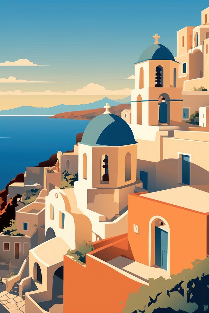 Santorini Greec architecture building house. AI generated Image by rawpixel.