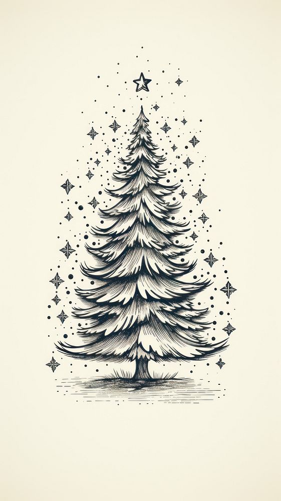 Christmas drawing sketch plant. AI generated Image by rawpixel.