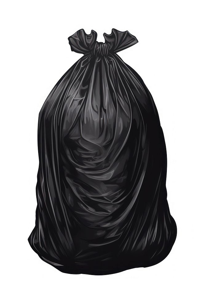 A garbage bag black trash white background. AI generated Image by rawpixel.
