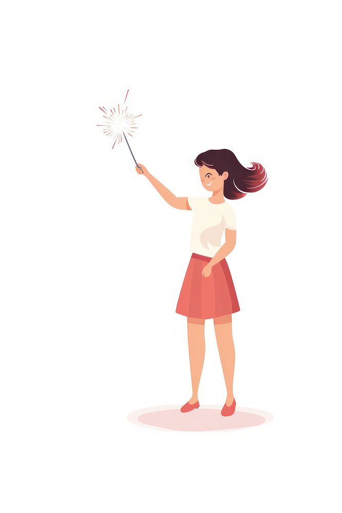 A girl playing a sparkler white background creativity hairstyle. AI generated Image by rawpixel.