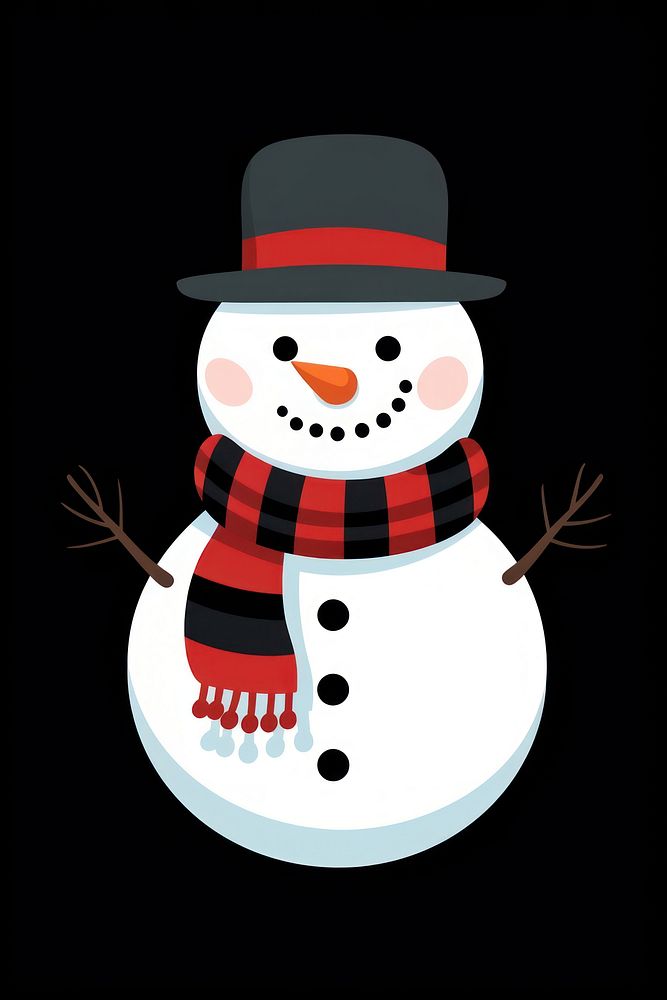 A snowman winter black background anthropomorphic. AI generated Image by rawpixel.