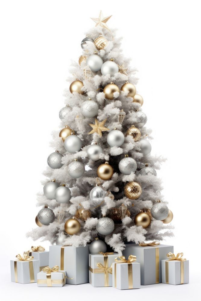 Christmas tree decoration white white background. AI generated Image by rawpixel.