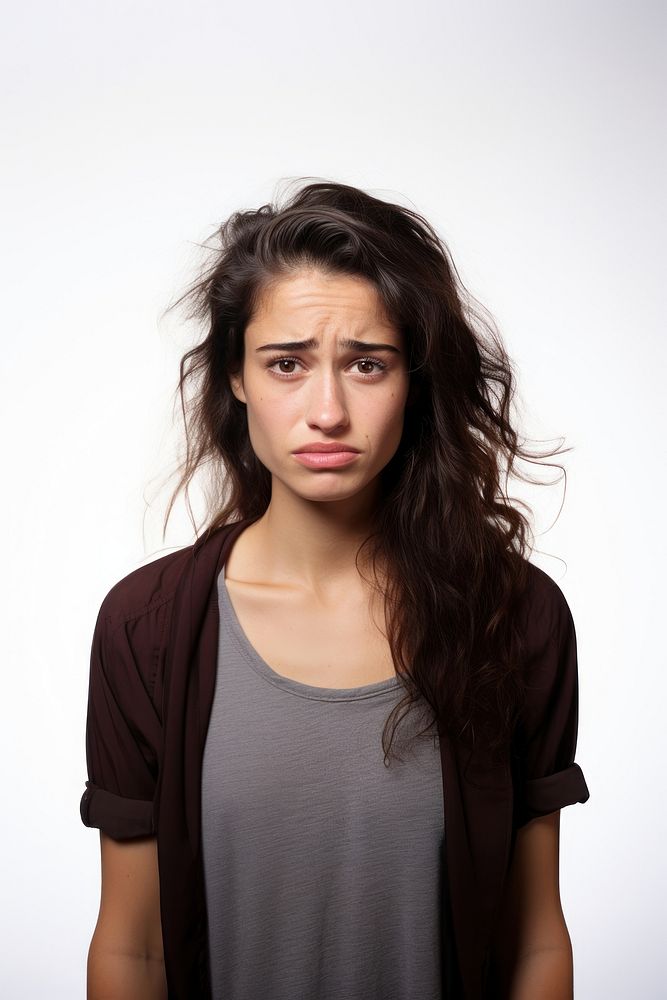A cute woman looks sad portrait sadness worried. AI generated Image by rawpixel.