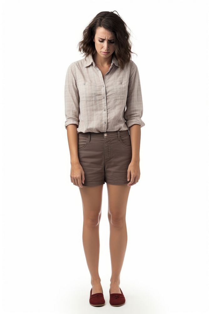 A cute woman looks sad miniskirt footwear standing. AI generated Image by rawpixel.