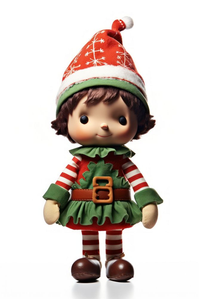 Christmas elf doll toy white background. AI generated Image by rawpixel.
