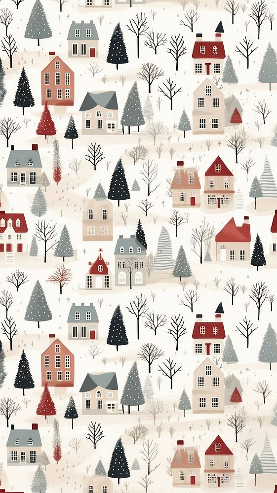 Cozy houses pattern backgrounds wallpaper. AI generated Image by rawpixel.