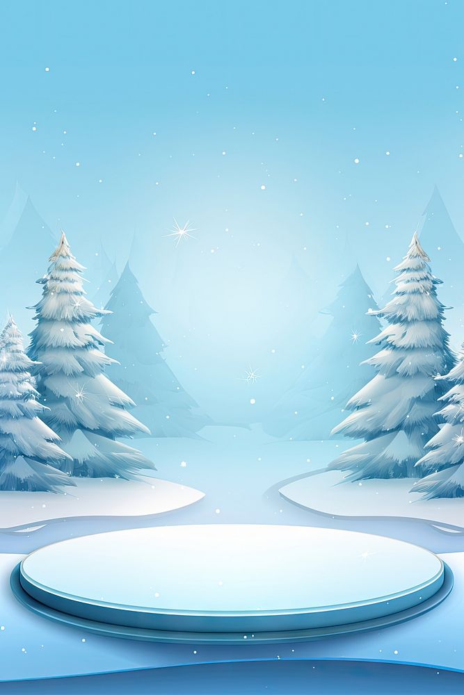 Empty Stage podium snow snowflake christmas. AI generated Image by rawpixel.