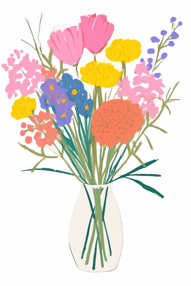 Bouquet painting flower plant. AI generated Image by rawpixel.